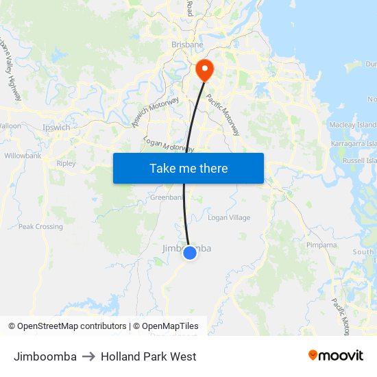 Jimboomba to Holland Park West map