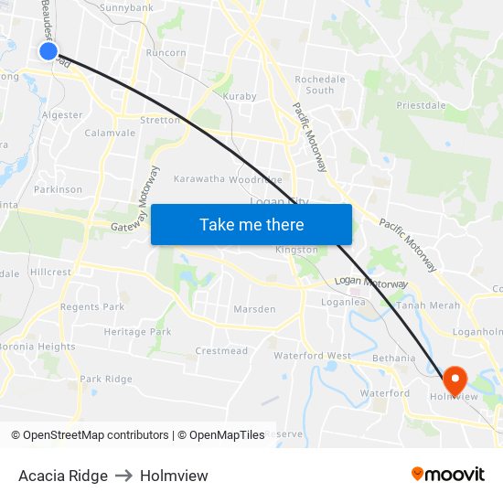 Acacia Ridge to Holmview map