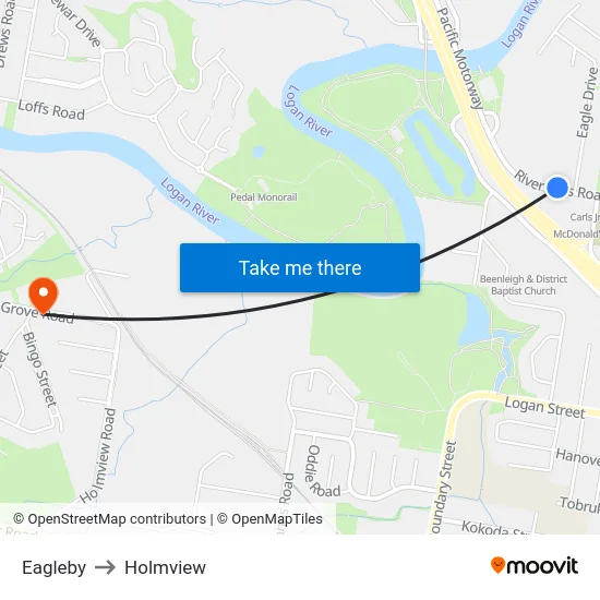 Eagleby to Holmview map
