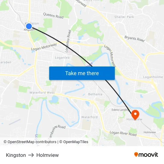 Kingston to Holmview map