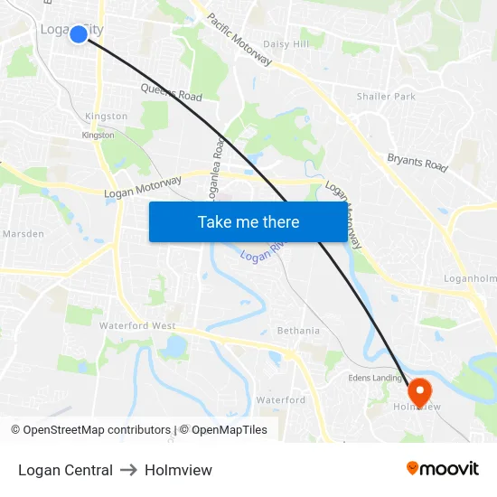 Logan Central to Holmview map