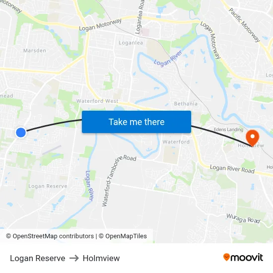Logan Reserve to Holmview map