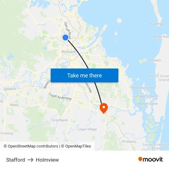Stafford to Holmview map