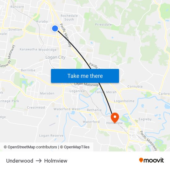 Underwood to Holmview map