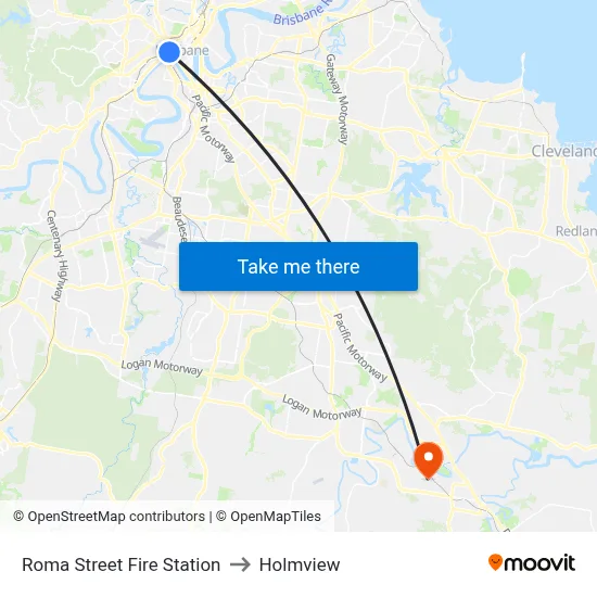Roma Street Fire Station to Holmview map