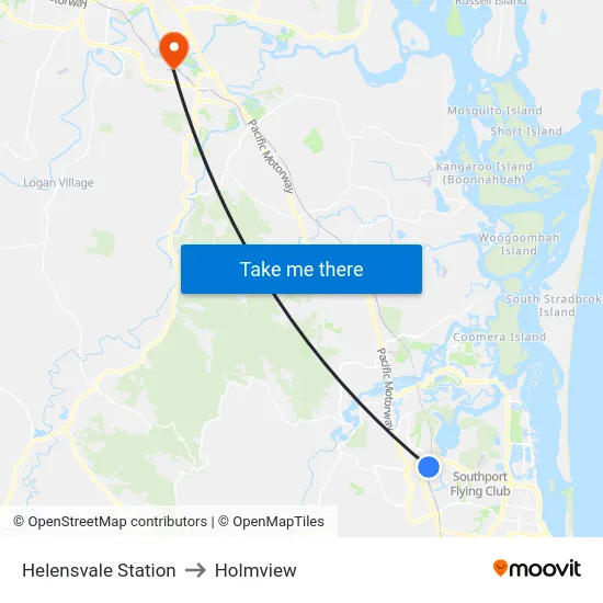 Helensvale Station to Holmview map
