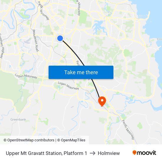 Upper Mt Gravatt Station, Platform 1 to Holmview map