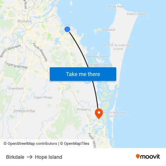 Birkdale to Hope Island map