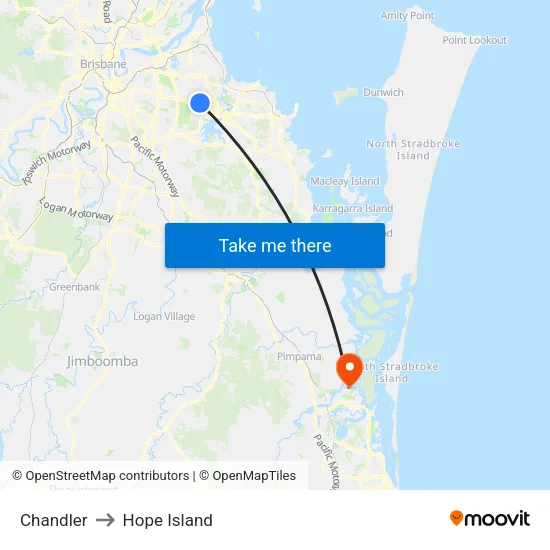 Chandler to Hope Island map
