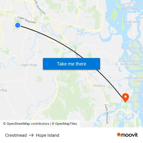 Crestmead to Hope Island map