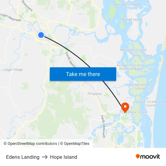 Edens Landing to Hope Island map