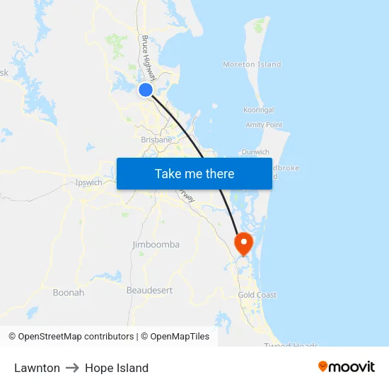 Lawnton to Hope Island map