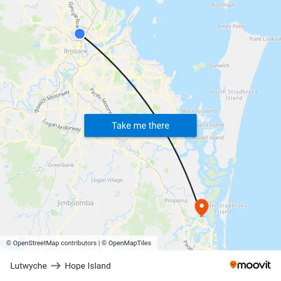 Lutwyche to Hope Island map