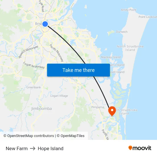 New Farm to Hope Island map