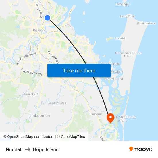 Nundah to Hope Island map