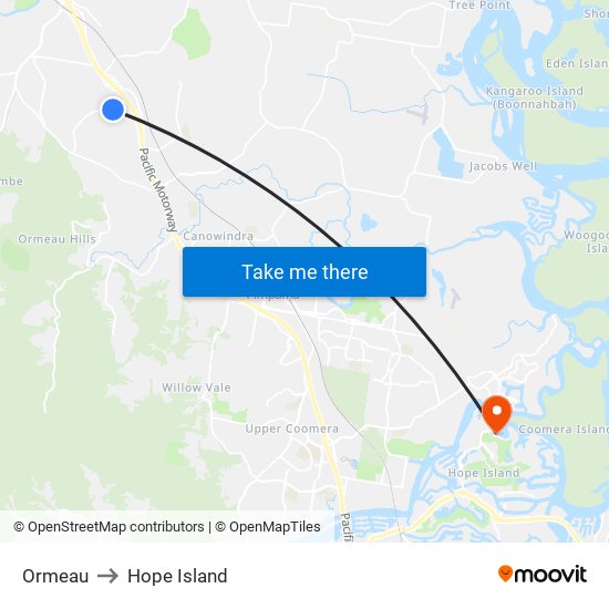 Ormeau to Hope Island map