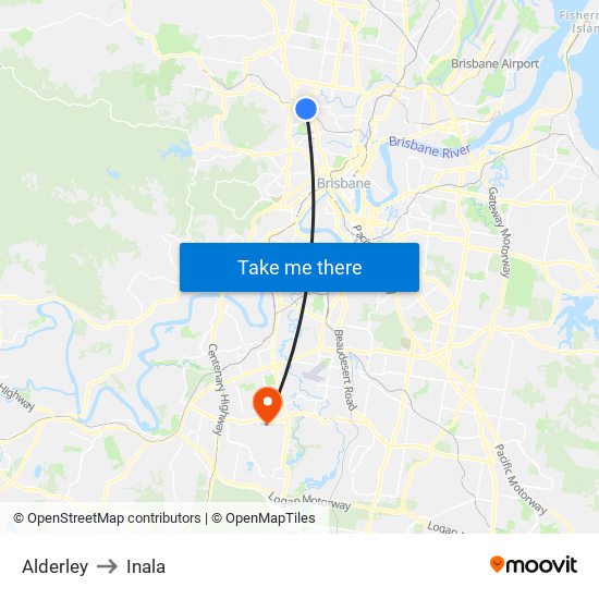 Alderley to Inala map