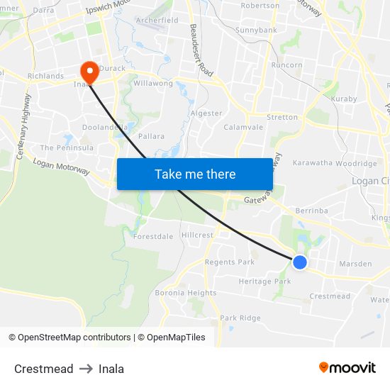 Crestmead to Inala map