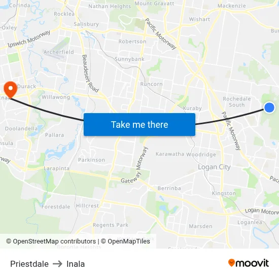 Priestdale to Inala map