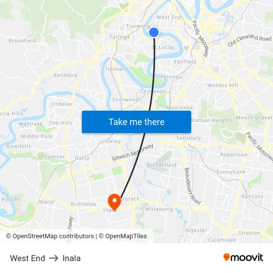 West End to Inala map