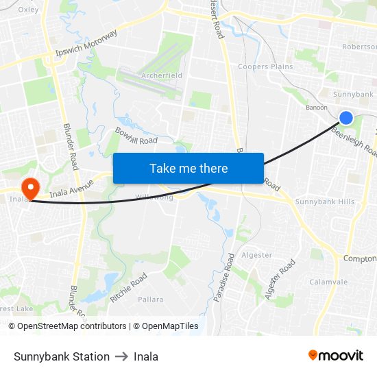 Sunnybank Station to Inala map