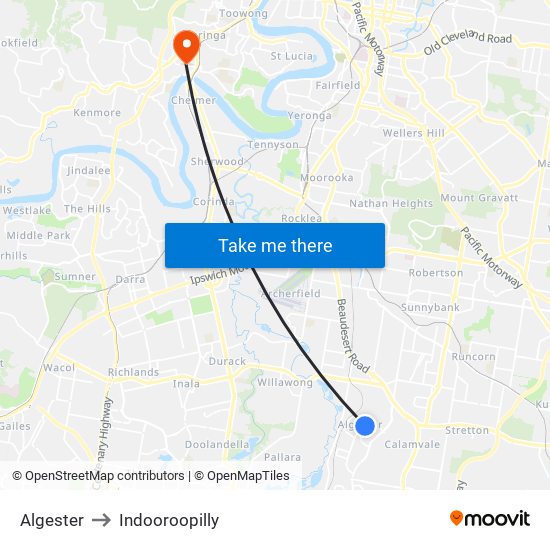 Algester to Indooroopilly map