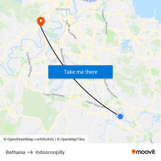 Bethania to Indooroopilly map