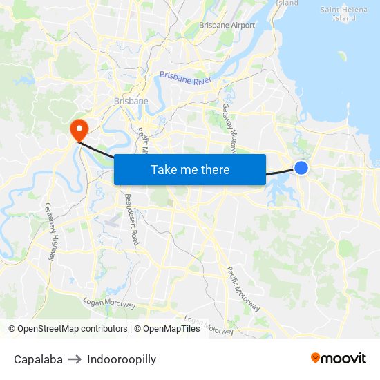 Capalaba to Indooroopilly map