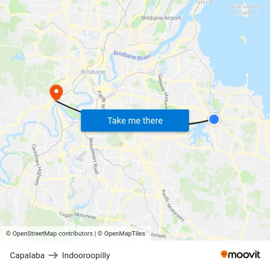 Capalaba to Indooroopilly map