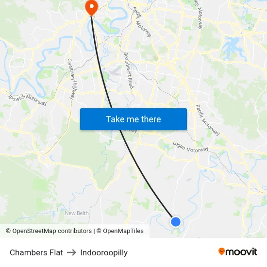 Chambers Flat to Indooroopilly map