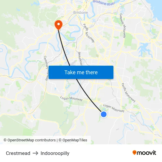 Crestmead to Indooroopilly map