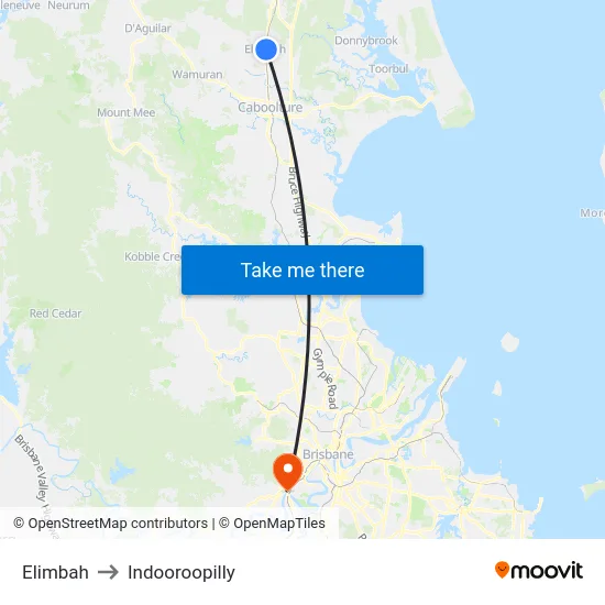 Elimbah to Indooroopilly map