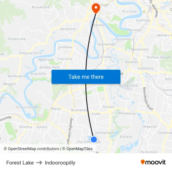 Forest Lake to Indooroopilly map