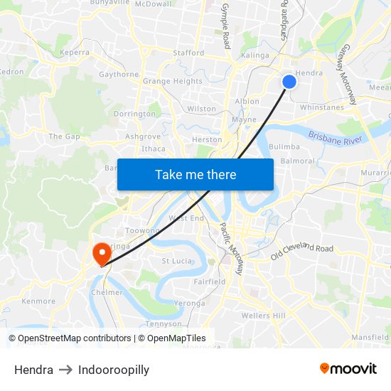 Hendra to Indooroopilly map