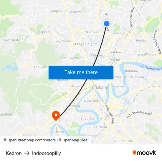 Kedron to Indooroopilly map