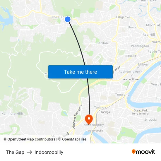 The Gap to Indooroopilly map