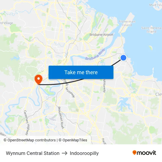 Wynnum Central Station to Indooroopilly map