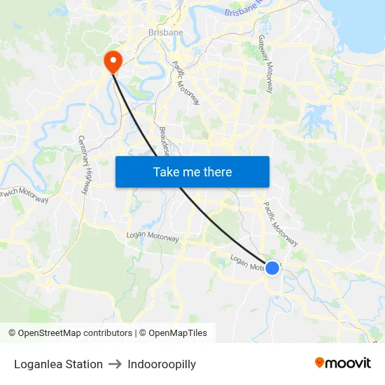 Loganlea Station to Indooroopilly map