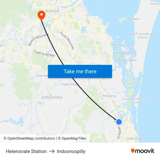 Helensvale Station to Indooroopilly map