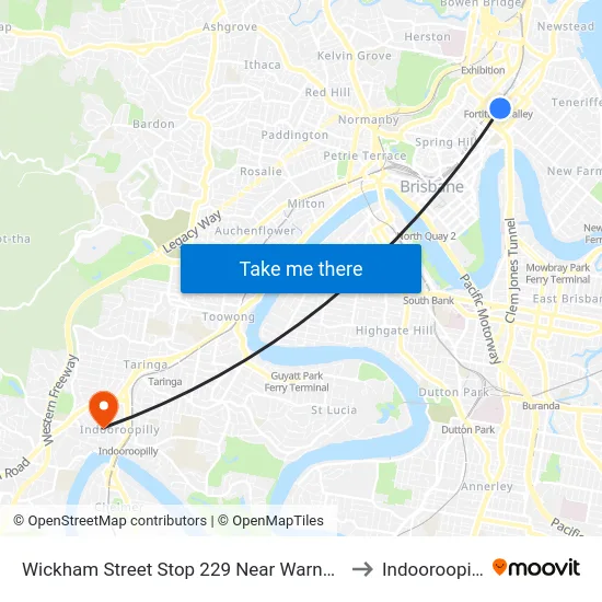 Wickham Street Stop 229 Near Warner St to Indooroopilly map