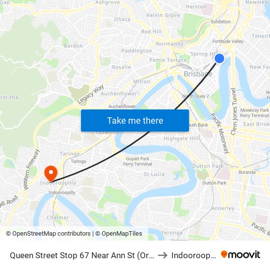 Queen Street Stop 67 Near Ann St (Orient) to Indooroopilly map