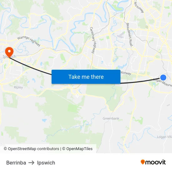 Berrinba to Ipswich map