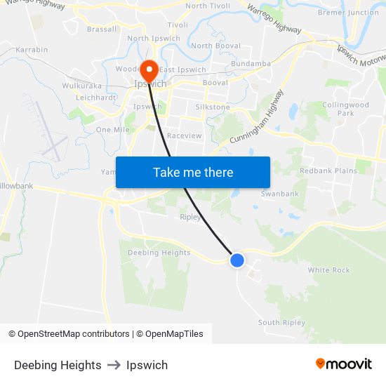 Deebing Heights to Ipswich map