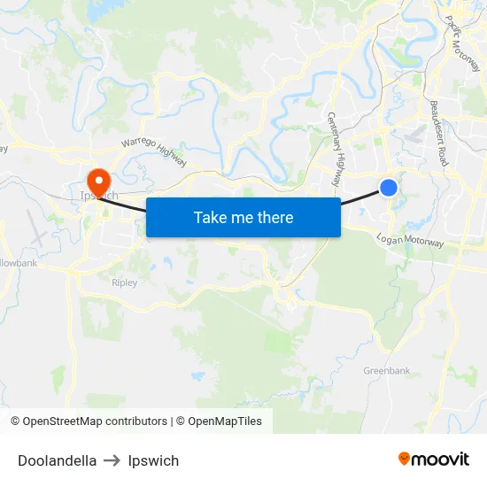 Doolandella to Ipswich map