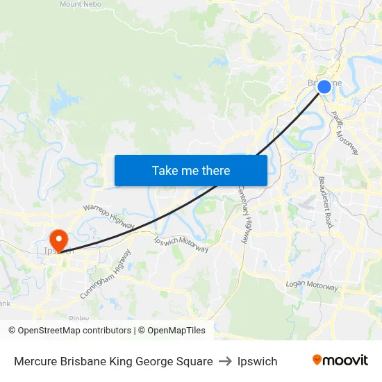 Mercure Brisbane King George Square to Ipswich map