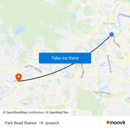 Boggo Road/Park Road Station to Ipswich map