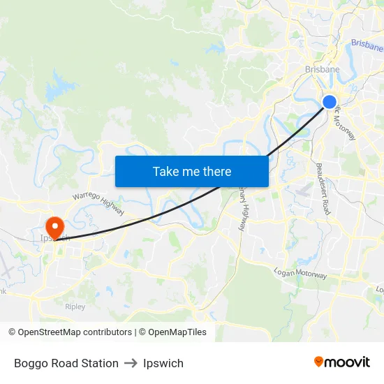 Boggo Road Station to Ipswich map