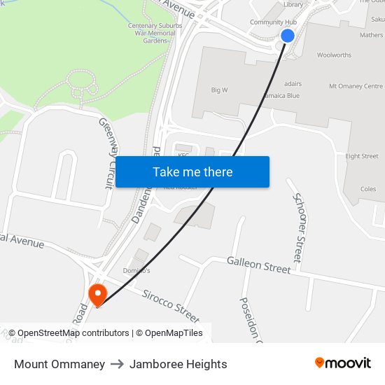 Mount Ommaney to Jamboree Heights map