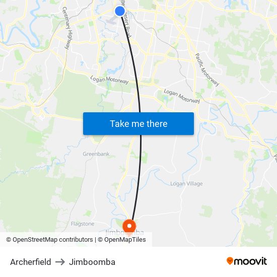 Archerfield to Jimboomba map