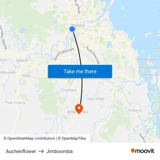 Auchenflower to Jimboomba map